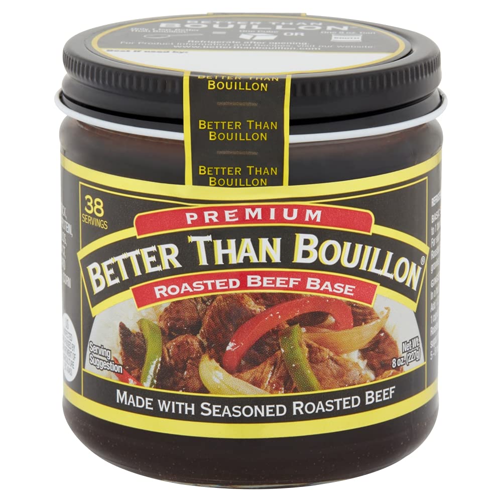 Better Than Bouillon Premium Roasted Beef Base, Made with Seasoned Roasted Beef, Blendable Base for Added Flavor, 38 Servings Per Jar, 8 OZ Jar (Single)
