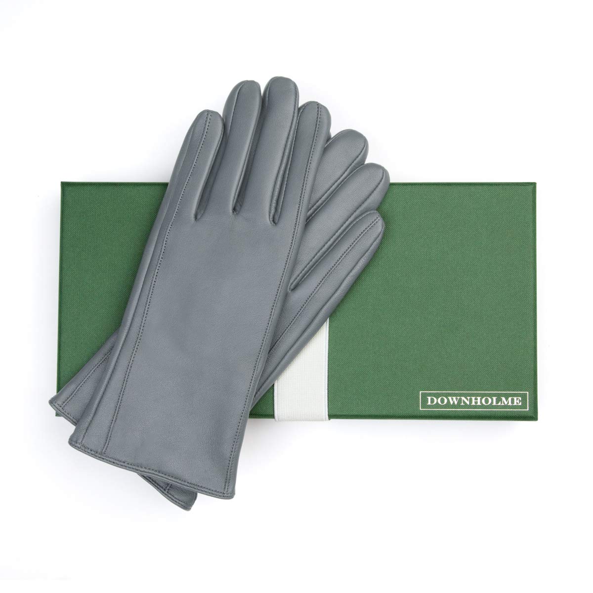 Downholme Classic Leather Cashmere Lined Gloves for Women (Gray, XL)