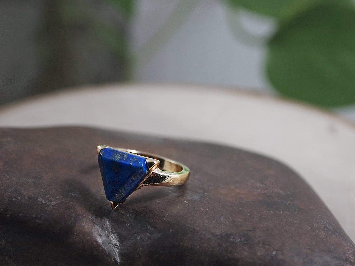 Blue Lapis Gold Ring for Women Lapis Statement Ring for Women Unique Gold Open Circle Ring for Women Statement Rings for Women Gold