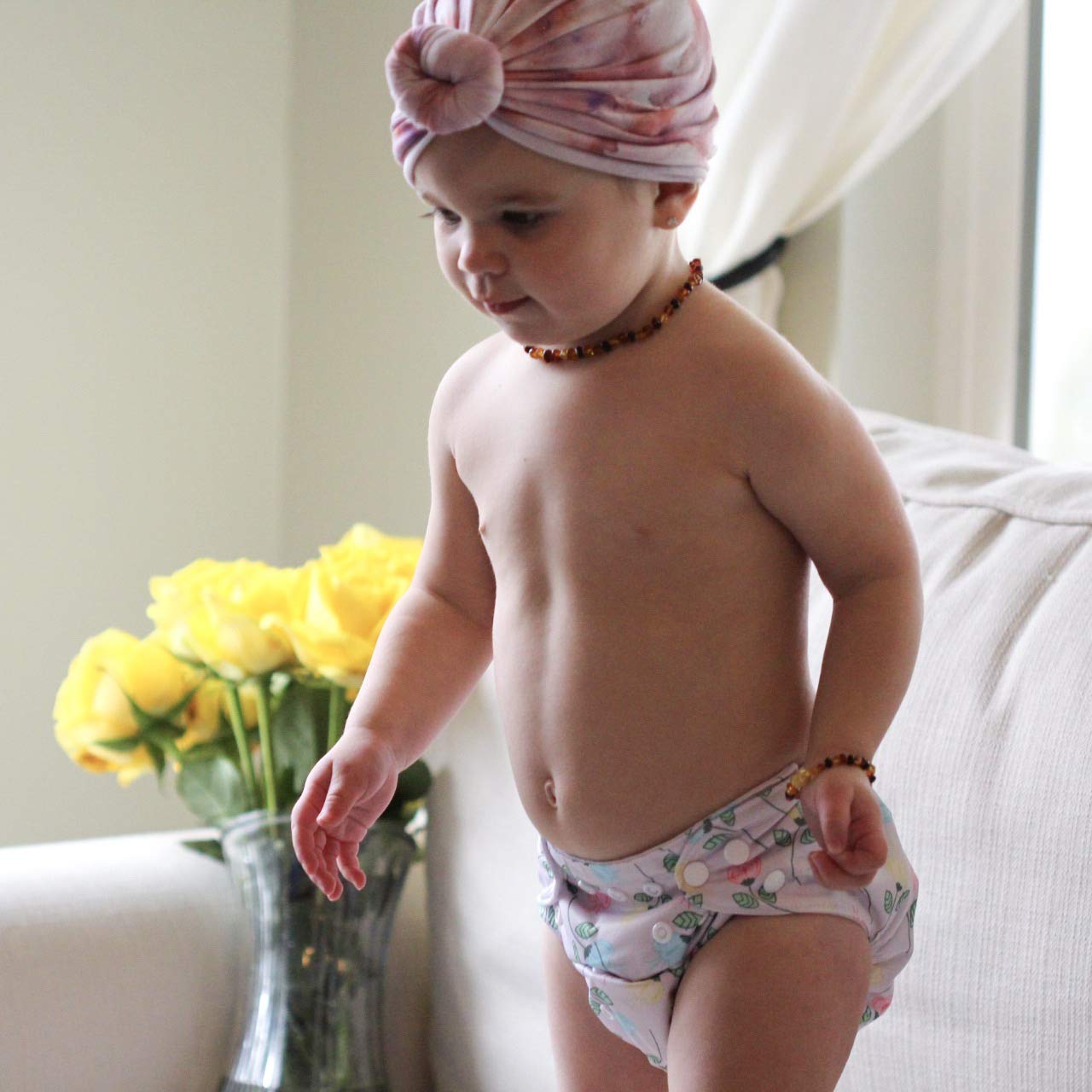 ALVA 6 Pack Cloth Diaper with 12 Inserts One Size Adjustable Washable Reusable Diaper Cover for Baby Girls and Boys