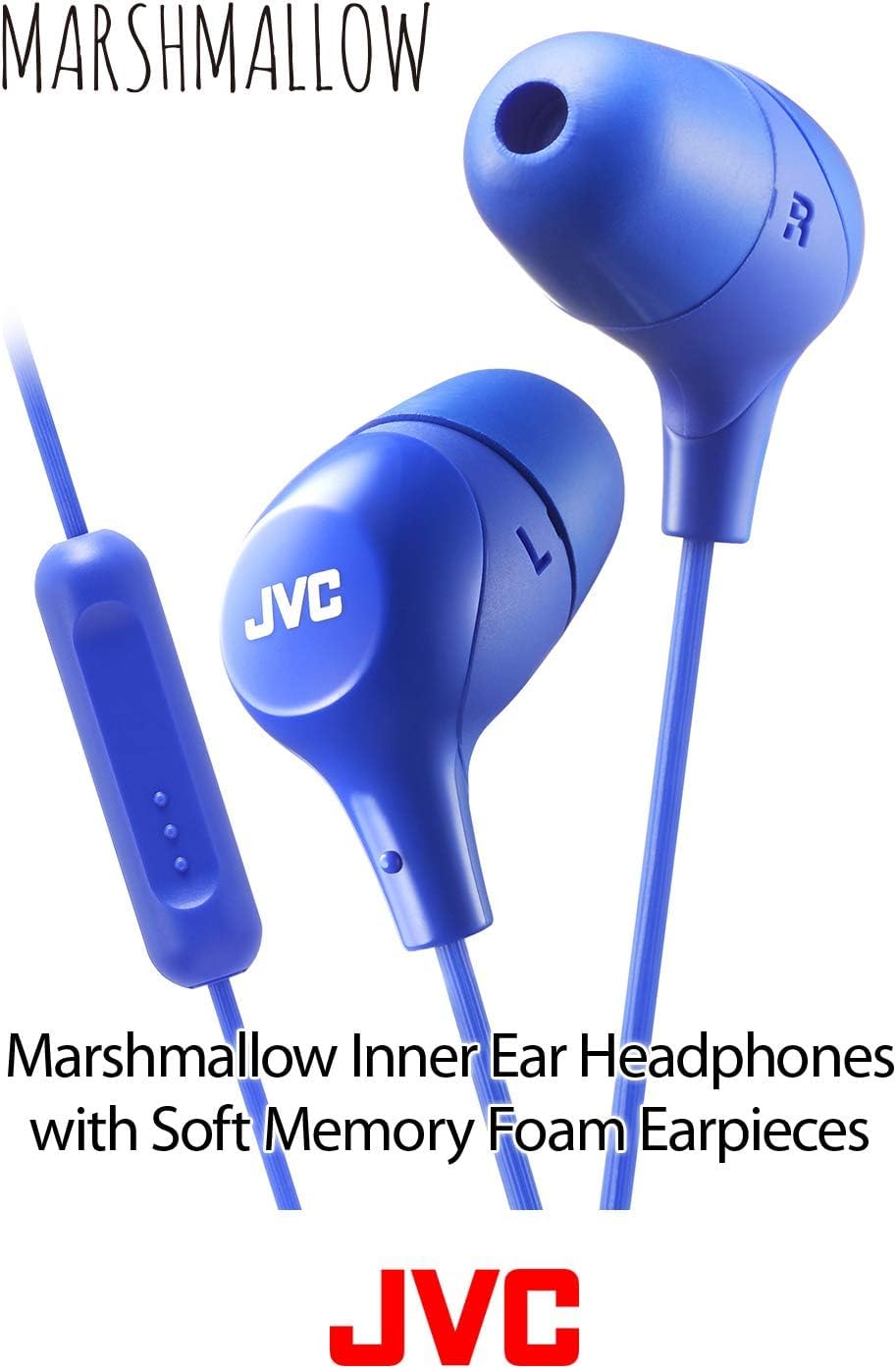 JVC Memory Foam Earbud Marshmallow Memory Foam Earbud with Mic Black (HAFX38MB)