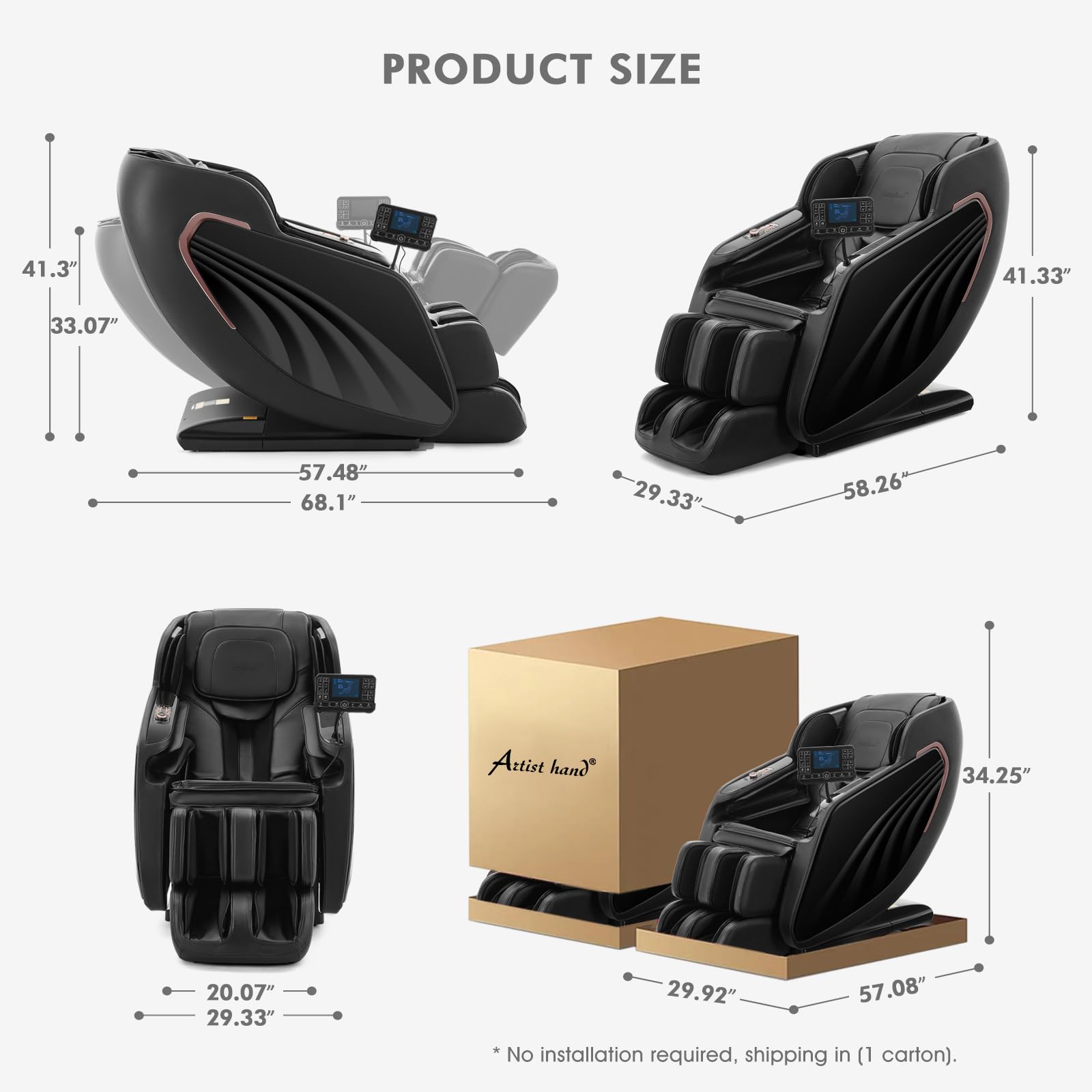 Luxury 4D Zero Gravity Full Body Massage Chair with SL-Track Technology, Back & Calf Heating, Foot Rollers, and Adjustable Recline, Full Body Airbags Compression Massage (Black)