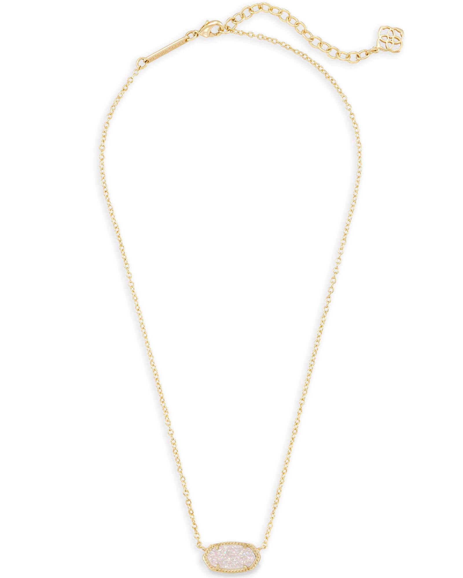 Kendra Scott Elisa Adjustable Length Pendant Necklace for Women, Fashion Jewelry, 14k Gold-Plated, Iridescent Drusy