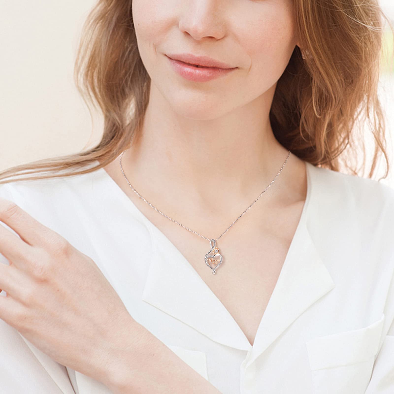 BFF&UNICORN Christmas Gifts for Mom, Sterling Silver Heart Infinity Necklaces for Women Wife,Birthday Mothers Day Jewelry Gifts for Mom from Daughter Son