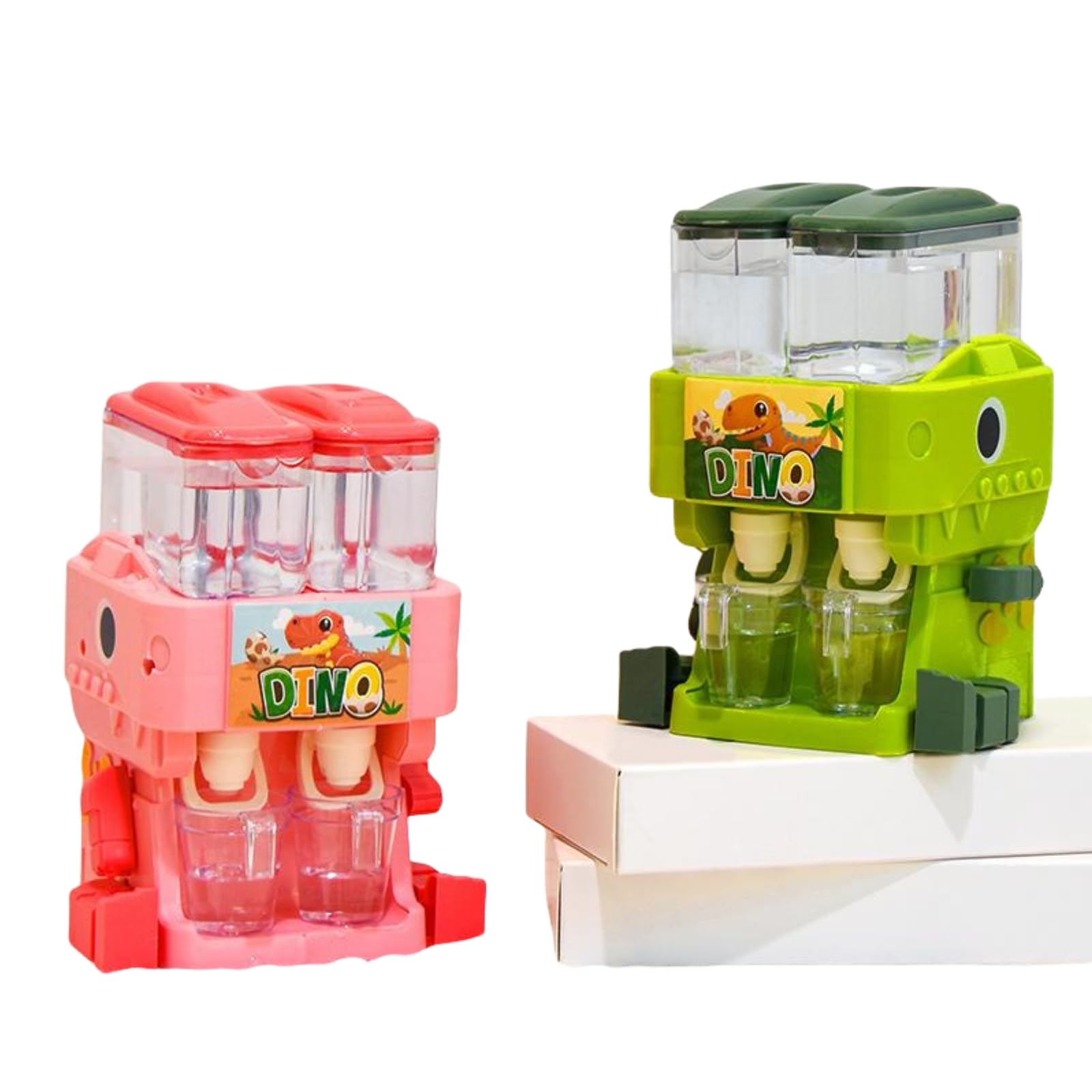 RMISODO Mini Water Dispenser for Kids Adorable Dinosaur Water Machine Kids, Double Water Outlet Drinking Water Fountains Toys for Kids (Pink)