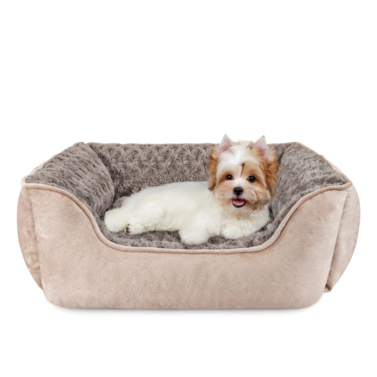 JOEJOY Rectangle Dog Bed for Large Medium Small Dogs Machine Washable Sleeping Sofa Non-Slip Bottom Breathable Soft Puppy Bed Durable Orthopedic Calming Pet Cuddler, Multiple Size, Beige