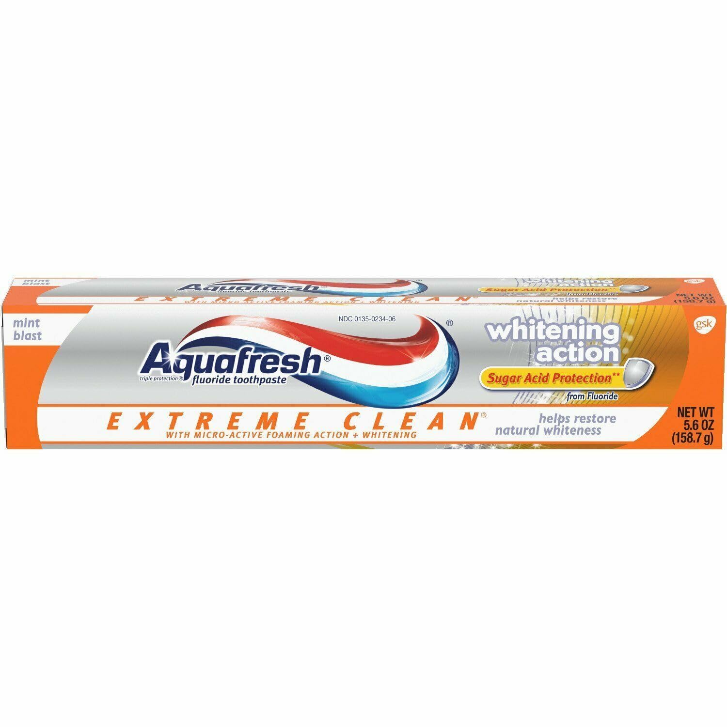 Aquafresh Extreme Clean Whitening Action Fluoride Toothpaste for Cavity Protection, pack of 6 tubes 5.6 oz each