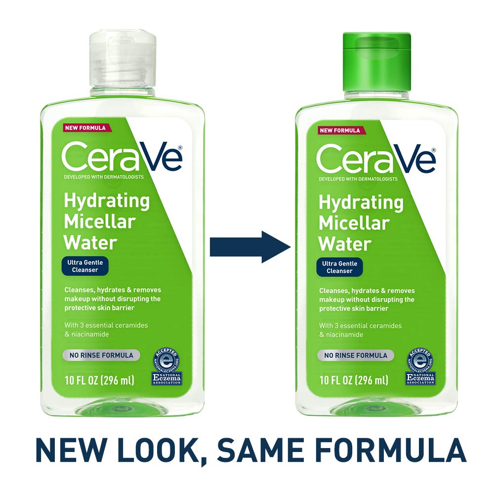 CeraVe Micellar Water | New & Improved Formula | Hydrating Facial Cleanser & Eye Makeup Remover | Fragrance Free & Non-Irritating | 10 Fl. Oz