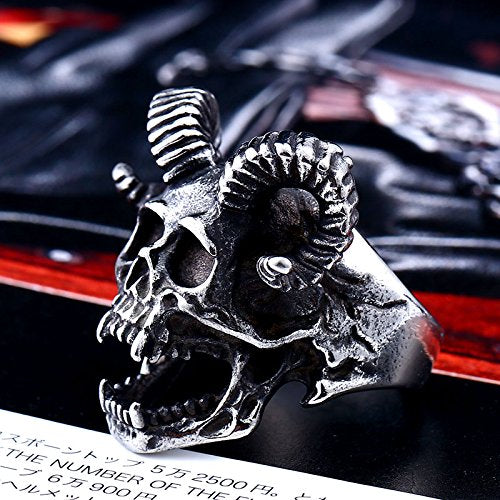 ZMY Home Mens Fashion Jewelry 316L Stainless Steel Rings for Men Punk Silver Demon Skull Ring (15)