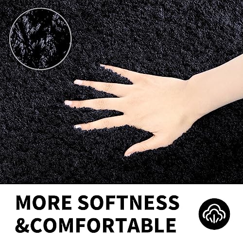 CozeCube Black Bathroom Rug 32" x 20", Bath mats for Bathroom Non Slip, Ultra Soft Bath Rugs for Bathroom Washable, Plush Microfiber Area Rugs for Bedroom
