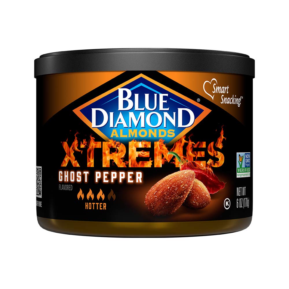 Blue Diamond Almonds XTREMES Ghost Pepper Flavored Snack Nuts, 6 Oz Resealable Cans (Pack of 1)