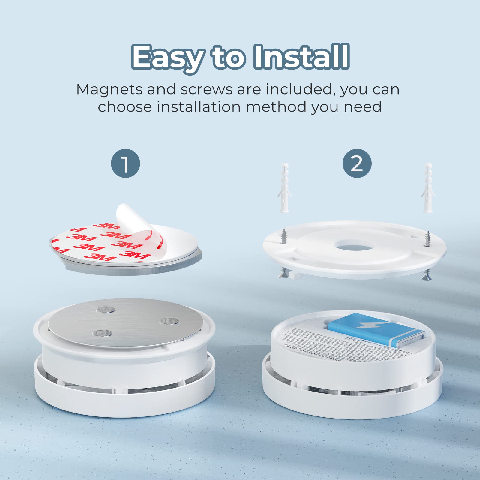 SITERWELL Smoke Detector Fire Alarm with Magnetic Fastening Kit and Built-in Battery, Fire Safety with Photoelectric Technology for Home Bedroom and Babyroom, UL Listed, GS528A, 6 Packs