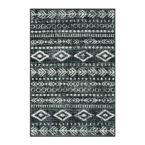 Lahome Boho Moroccan Throw Rug,Washable Black White 2x3 Entryway Rug Non Slip,Low-Pile Soft Bath Mat Rustic Tribal Kitchen Farmhouse Rugs for Entry Front Door (2x3ft)
