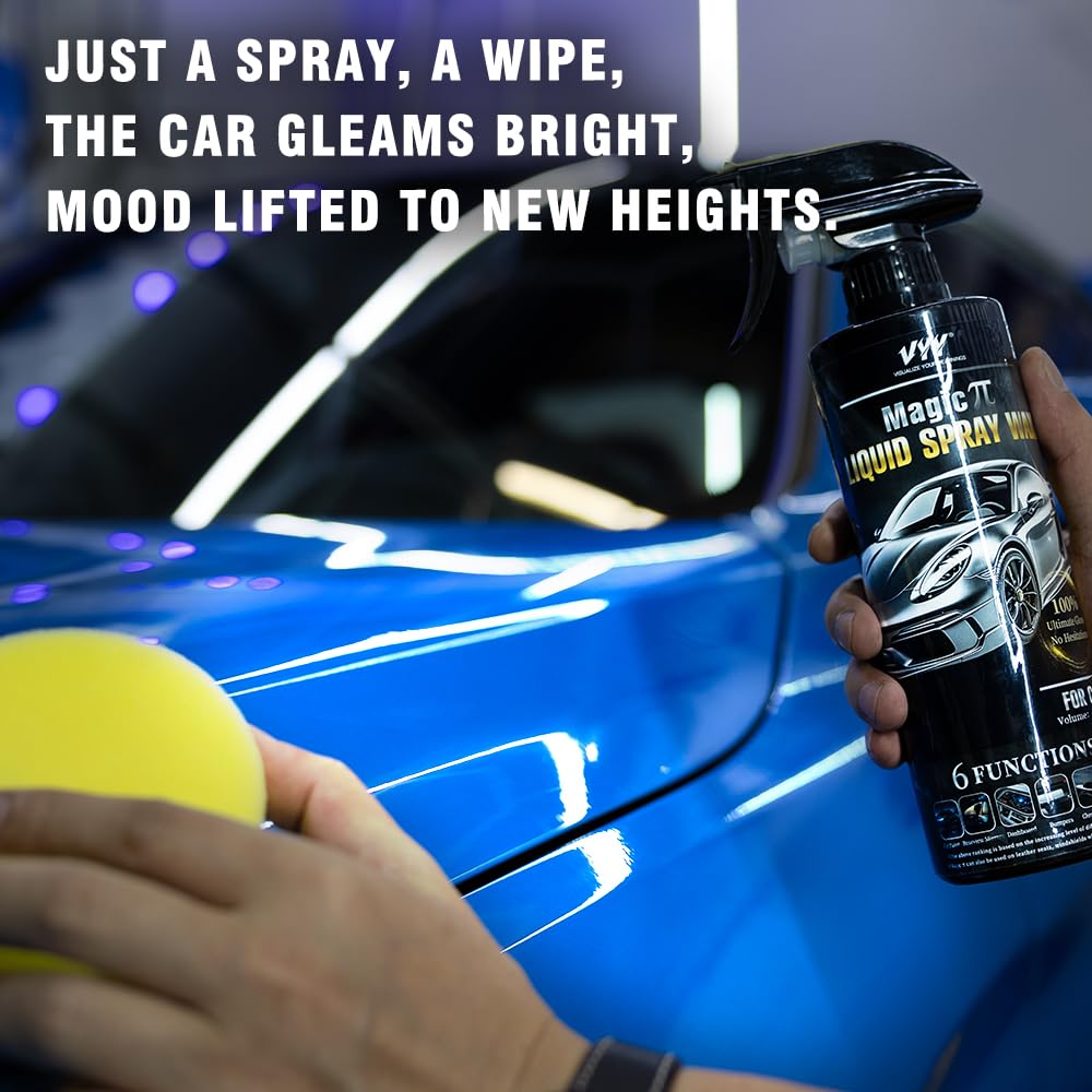 VYY Car Wax +Cleaner Paste, Metal Polish Car Wax Kit, High Protection Car Coating Spray Wax, Auto Detailing Supplies, with Microfiber Cleaning Cloth & Car Wax Applicator Pad, 16 Fl Oz+2 Oz