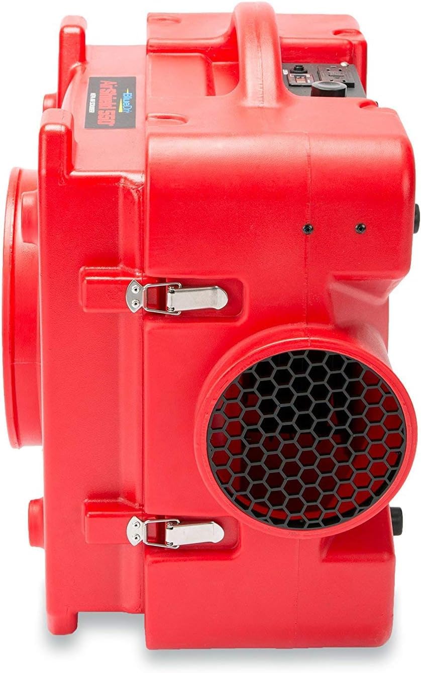 BlueDri BD-AS-550-RD Negative Machine Airbourne Cleaner HEPA Scrubber Water Damage Restoration Equipment Air Purifier, for Commercial Use, Red