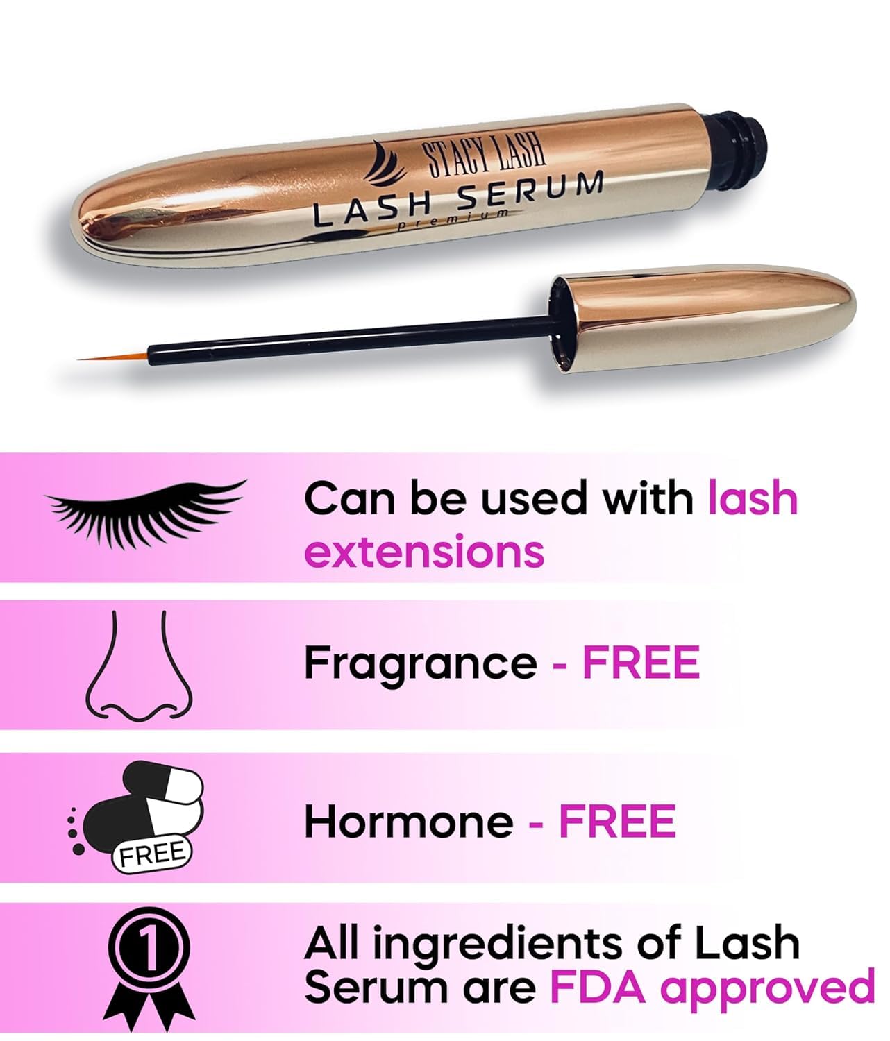 Lash Shampoo 50ml+ Eyelash Growth Serum by Stacy Lash/Eye Makeup Remover + Lash Serum for Eyelash Growth and Thickness/Lash Cleaning Kit of Lash & Eyebrows Cleanser + Brush & Brow & Eyelash Serum