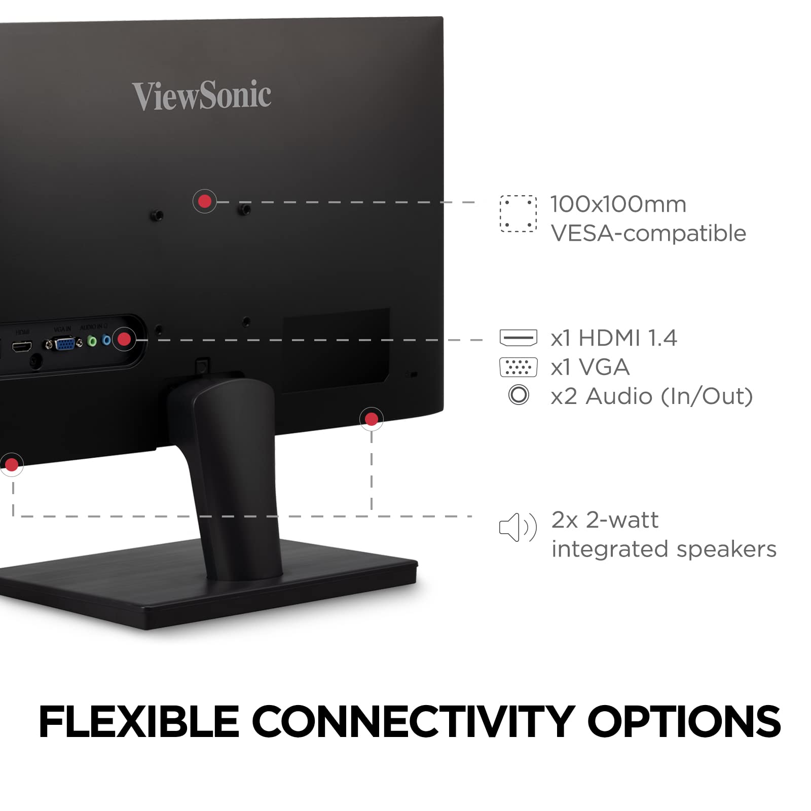 ViewSonic VS2447M 24 Inch 1080p Monitor with 75Hz, AMD FreeSync, Thin Bezels, Eye Care, HDMI, VGA Inputs for Gaming and Home Office,Black