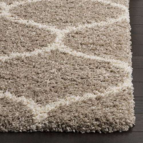 SAFAVIEH Hudson Shag Collection Area Rug - 9' x 12', Grey & Ivory, Moroccan Ogee Trellis Design, Non-Shedding & Easy Care, 2-inch Thick Ideal for High Traffic Areas in Living Room, Bedroom (SGH280B)