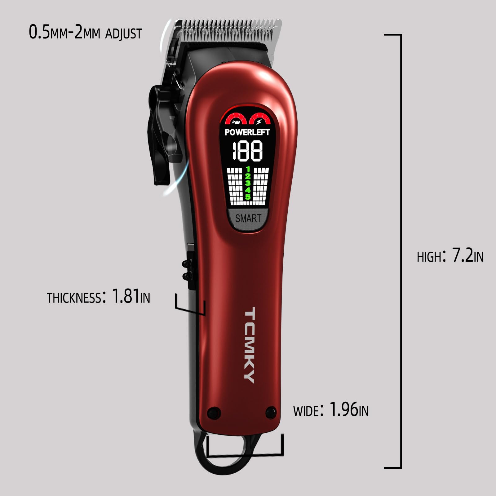 TCMKY Hair Clippers for Men Professional Hair Trimmer for Men Cordless&Corded Barber Clippers for Hair Cutting & Grooming. Rechargeable Hair Trimmer Kit for Household (Red)