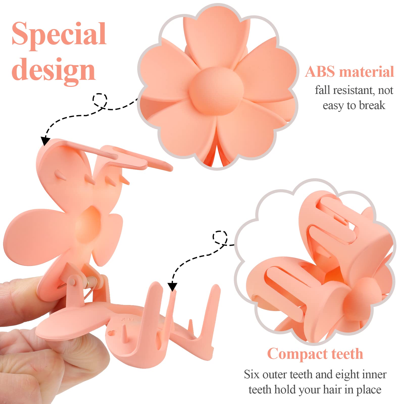 Flower Claw Clip 7 PCS Claw Clips, Hair Clips For Women Non Slip, Claw Clips for Thick Hair Women Girls Gifts, 7 Colors