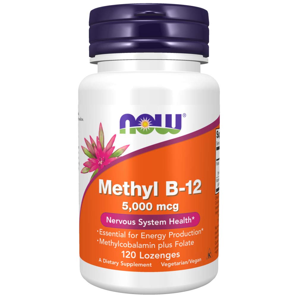 NOW Supplements, Methyl B-12 (Methylcobalamin) 5,000 mcg, Nervous System Health*, 120 Lozenges