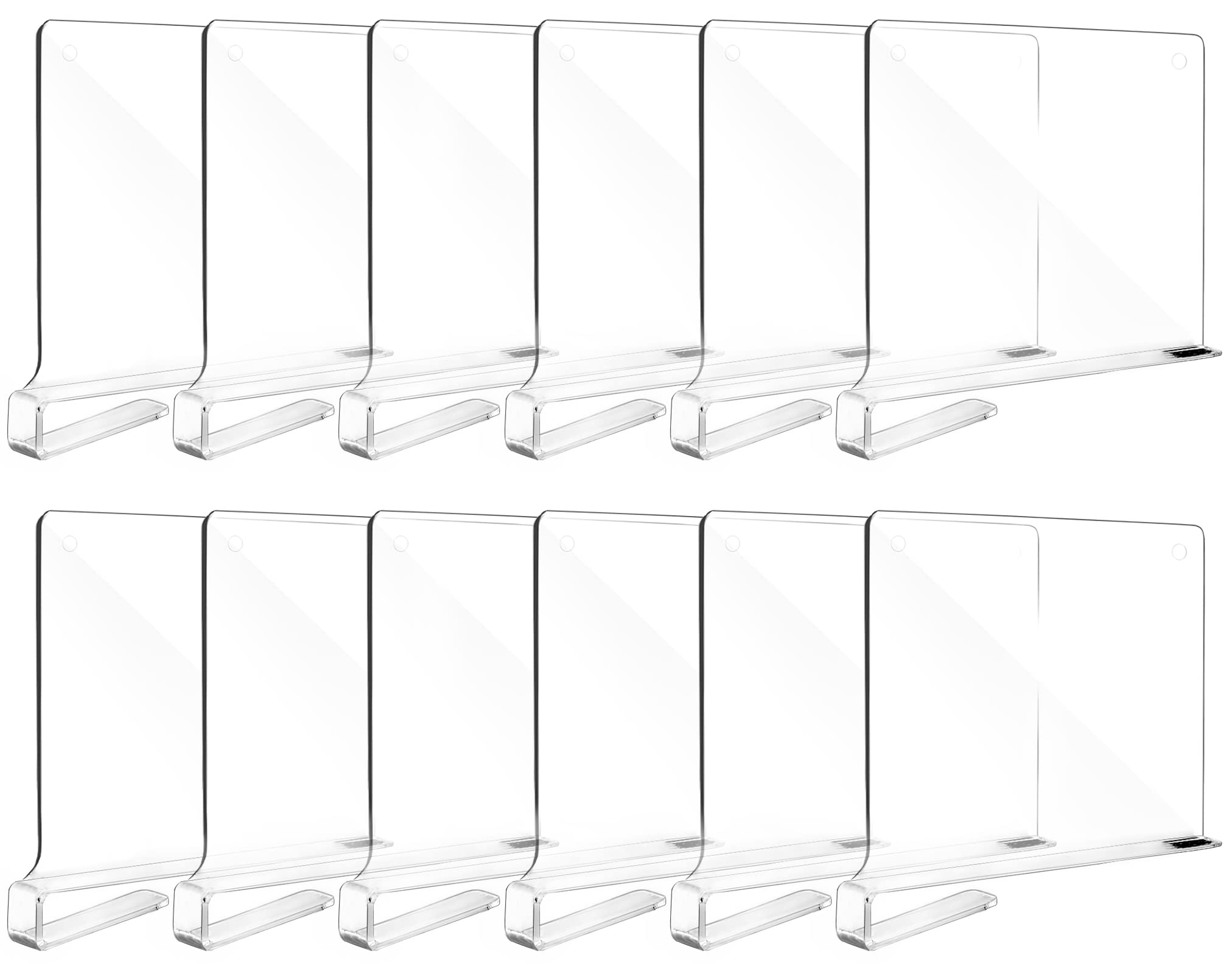 Fixwal 12pcs Shelf Dividers for Closet Organization Acrylic Shelf Divider for Wooden Shelving, Wood Shelf Organizer for Closet, Bedroom, Kitchen and Office