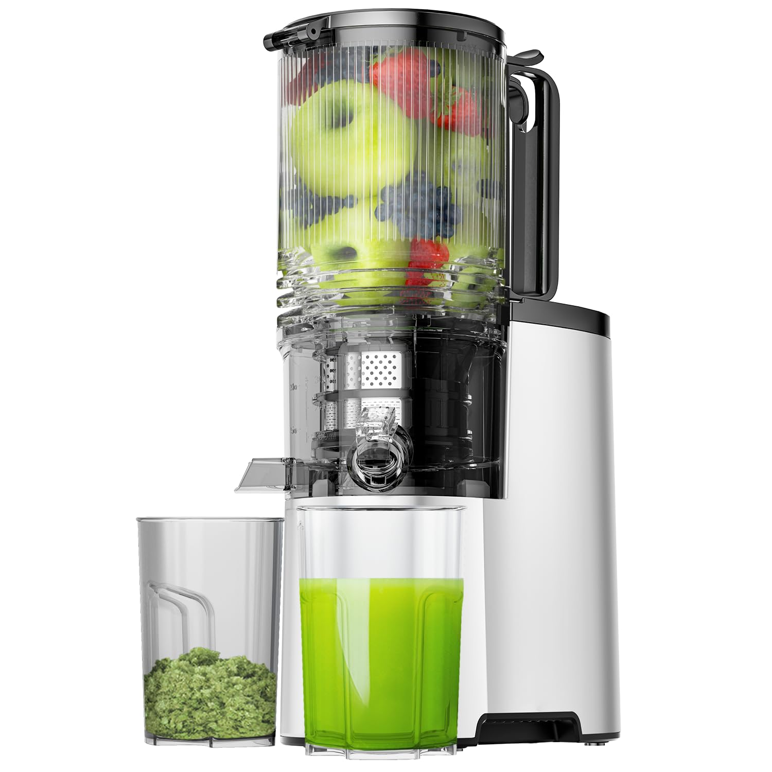 Cold Press Juicer, 5.4" Wide Feed Chute Juice Extractor Machine with 400W, High Juice Yield, Slow Masticating Juicer for Whole Vegetables & Fruits