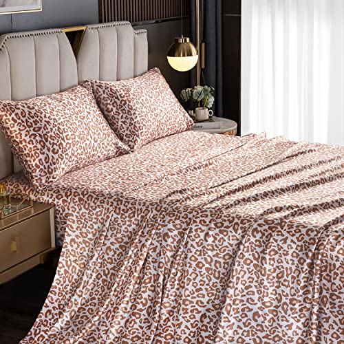 UDEAL Queen Sheet Set Satin Sheets and Pillowcase Sets Silky Soft Cooling Bed Sheets Set Deep Pocket Luxury Breathable Sheet, Wrinkle, Fade, Stain Resistant 90 GSM (4 Piece, Silver Grey)