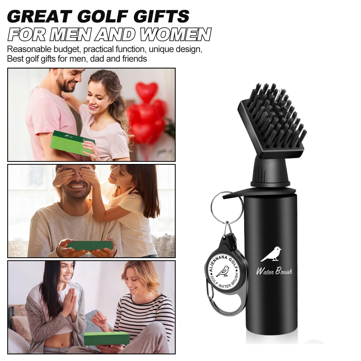 Golf Water Brush Pro Golf Club Cleaner Brush with Squeeze Water Bottle Holds 4 Ounces of Water - Golf Club Head Groove Cleaner, Golf Ball Cleaner, Shoe Brush, Golf Bag Accessories (1 Pack)