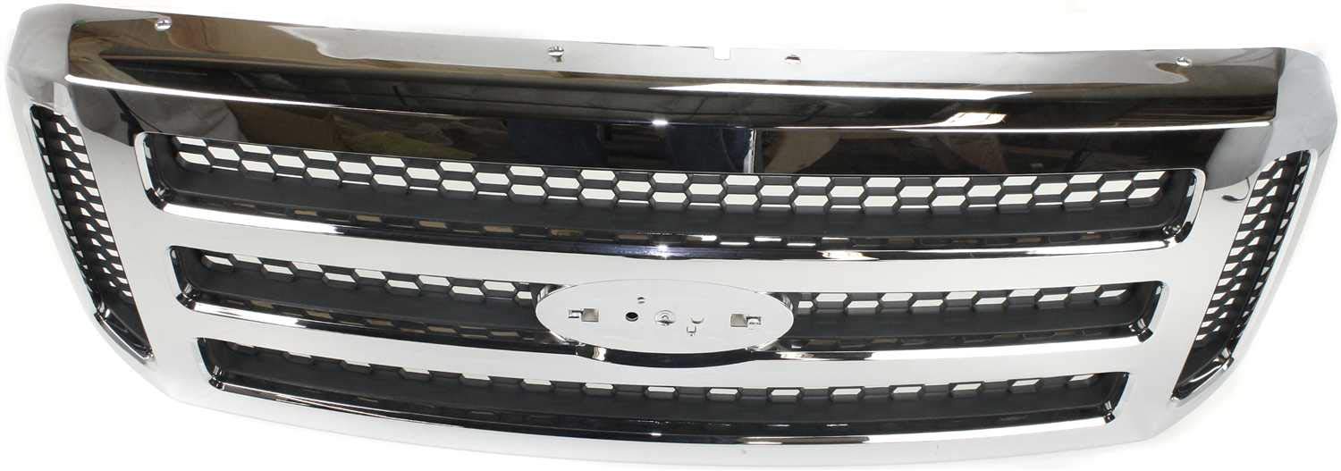 Evan Fischer Grille Assembly Compatible with 2005-2007 Ford F-250 F-350 F-450 F-550 Super Duty, Chrome Shell, Painted Gray Insert
