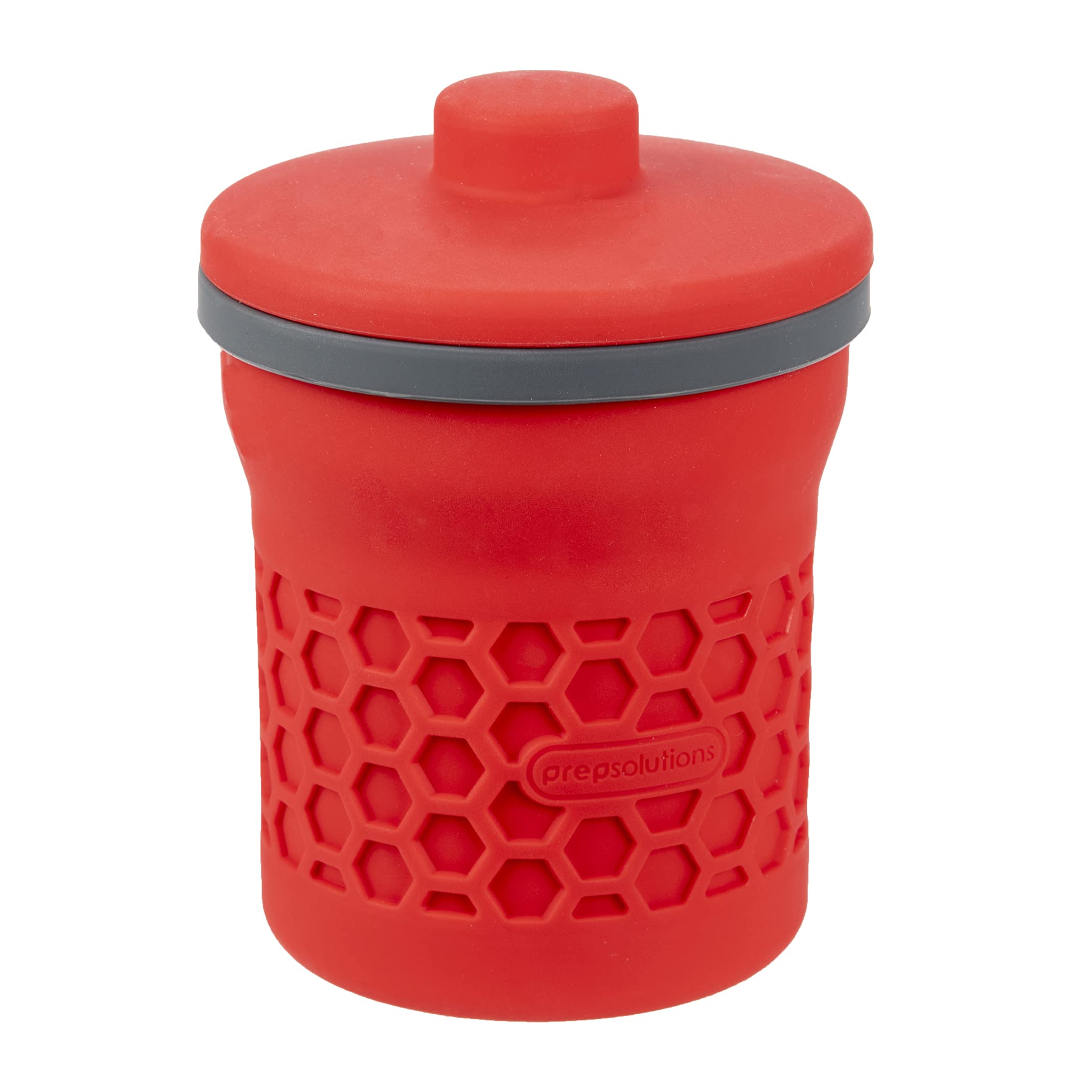 Prep Solutions Heat-Resistant Silicone Grease Strainer & Keeper - 2 Cup Capacity, Red