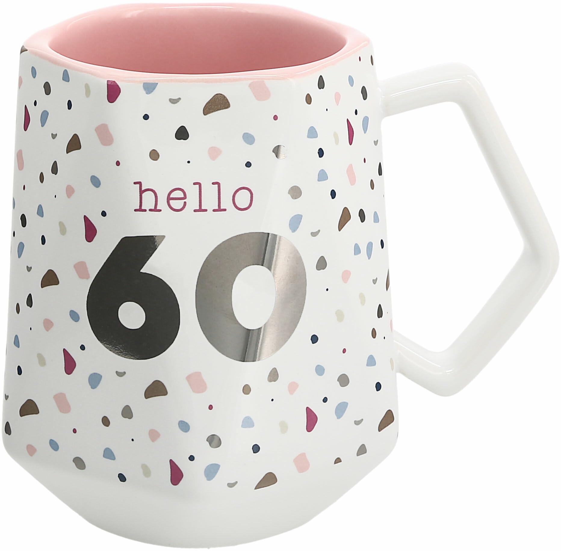 Pavilion - Hello 60-17 ounce Geometric Cup, Confetti Cup, Birthday Mug, Birthday Cup, Birthday Cups for Women, 1 Count, White