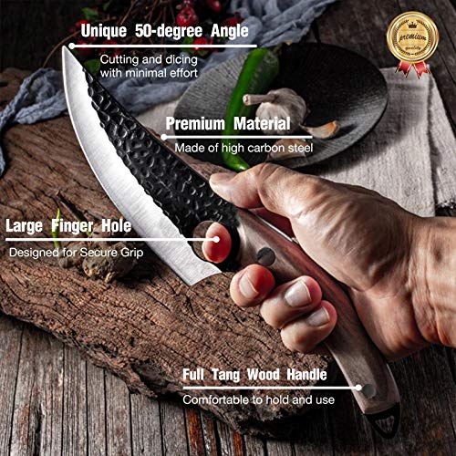 Huusk Japan Knife,Sharp Knife Chefs Knife with Leather Sheath Viking Knife Husk Knife Chef Meat Cleaver, Home Camping or Outdoor