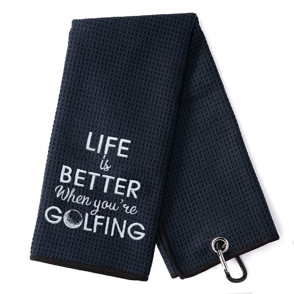 DYJYBMY Life is Better When You're Golfing Golf Towel with Clip Golf Ball Towel for Golf Course Exercise, Golf Gift for Men, Birthday Gifts for Golf Fan, Retired Gifts for Coworker