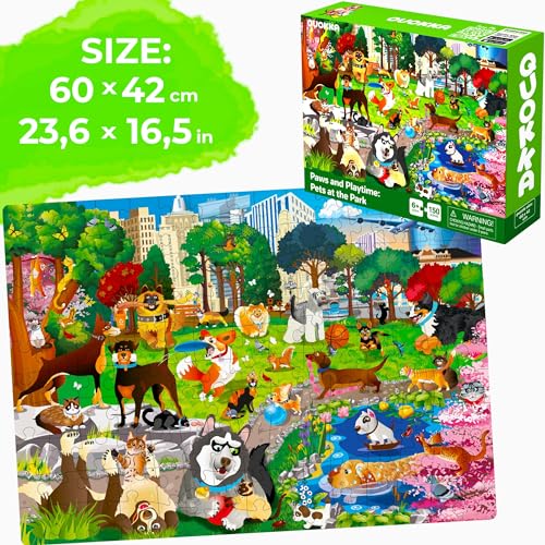 QUOKKA Floor Puzzles for Kids Ages 8-10 – 3X150 Piece Puzzles for Kids Ages 4-6 – Toy for Learning Ocean & Animals & Vehicles for 6-8 yo – Jigsaw Toddler Game for Boy and Girl Ages 3-5