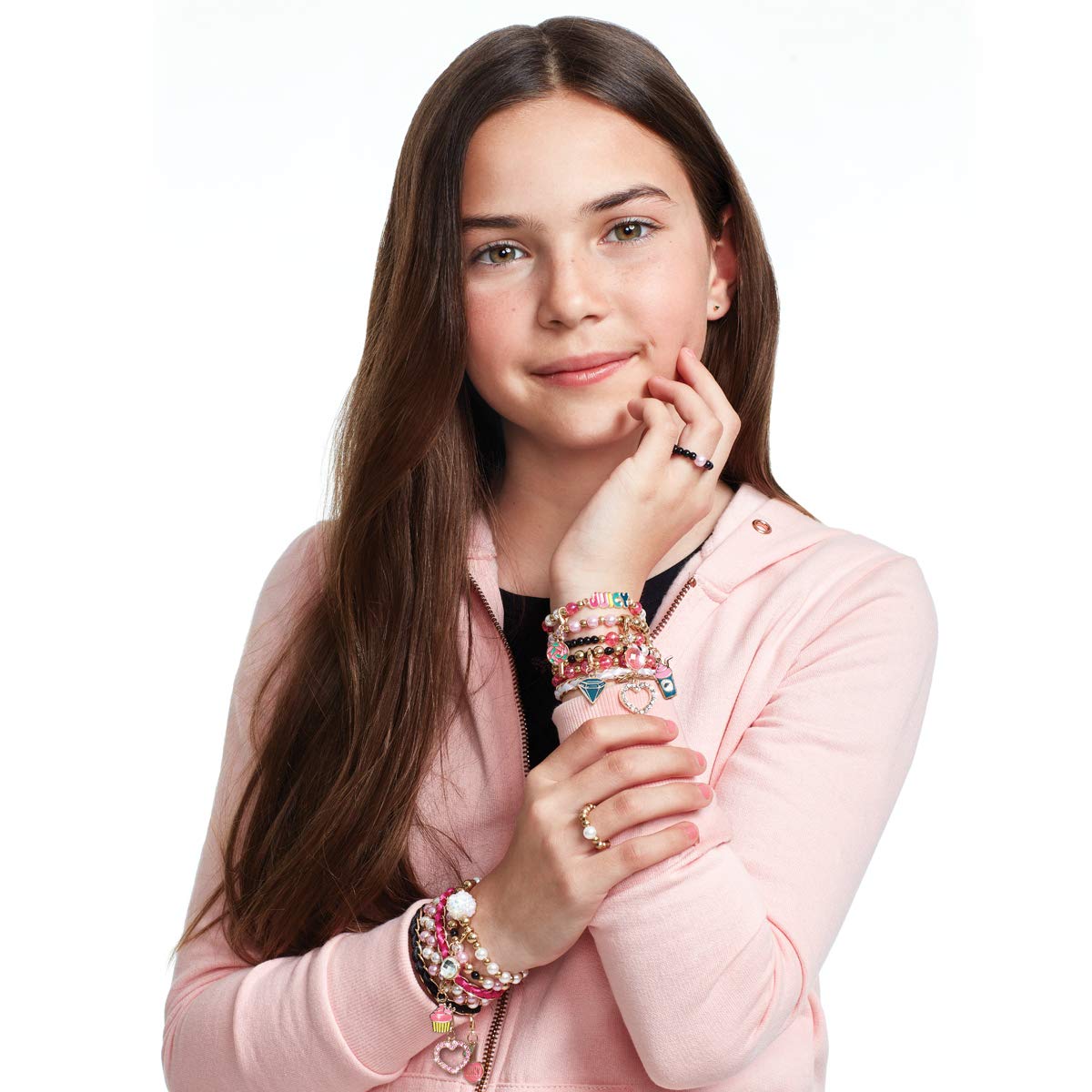 Make it Real - Juicy Couture Pink and Precious Bracelets - DIY Charm Bracelet Kit with Beads for Tween Jewelry Making - Jewelry Making Kit for Girls