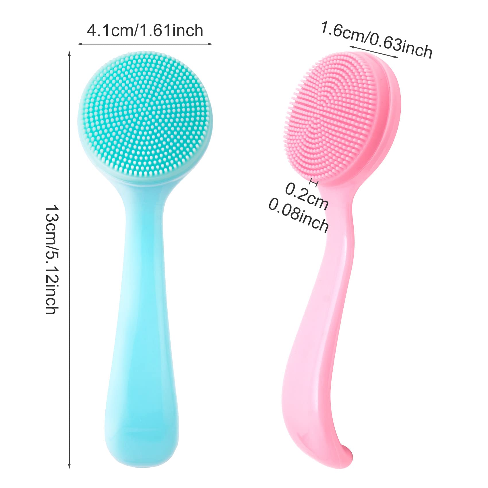 HINZIC 2 Pack Silicone Manual Facial Cleansing Brush, Skin Friendly Waterproof Face Cleaning Scrubber Exfoliator Cleanser for Blackheads Whiteheads Makeup Residues Removal- Blue & Pink