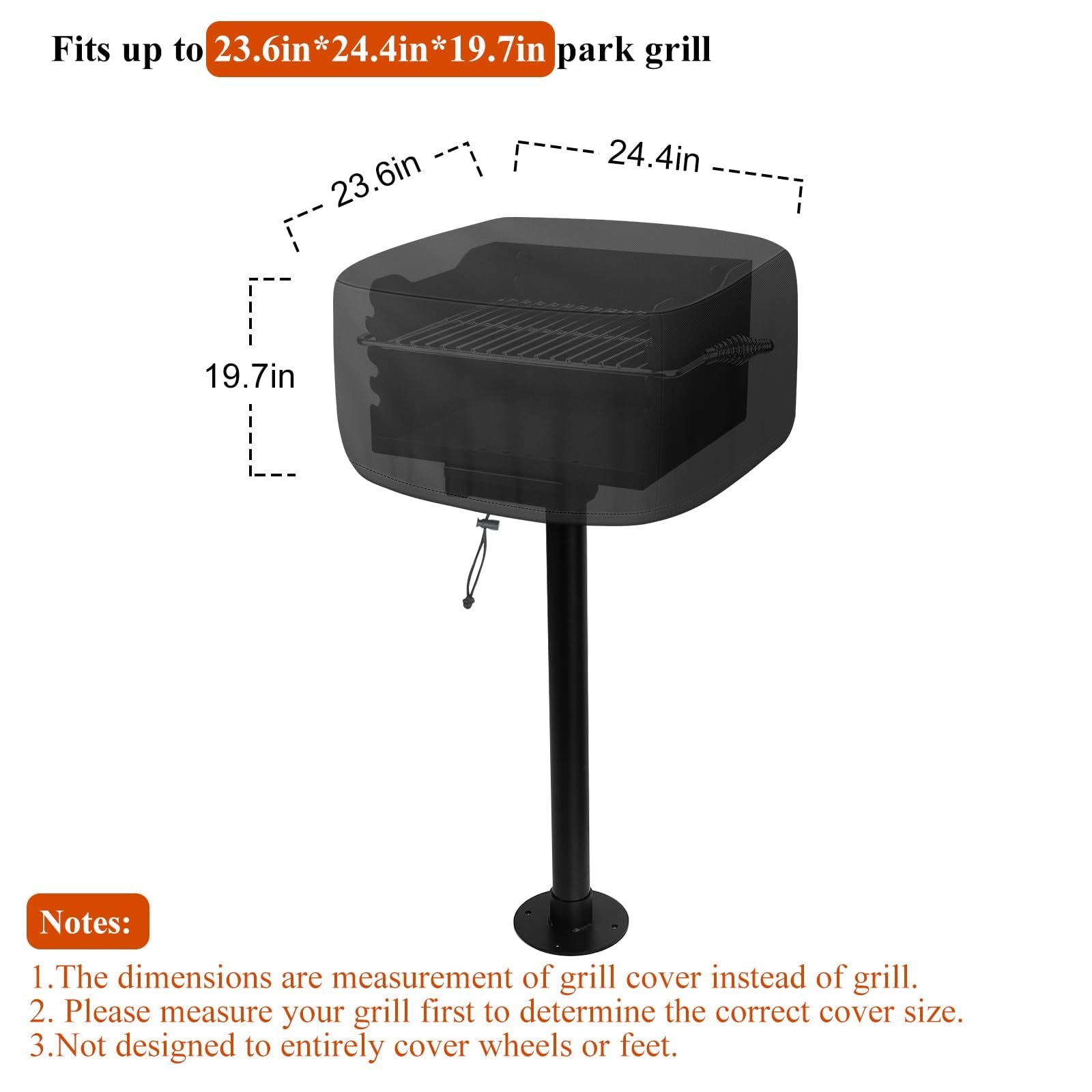 Bonnary Heavy Duty 600D Park Style Grill Cover, Waterproof Outdoor BBQ Cover for Rectangular Table Top Grills, Upgraded Rip-Proof Oxford Fabric with Seam Tape (Fits up to 24.4"x23.6"x19.7")