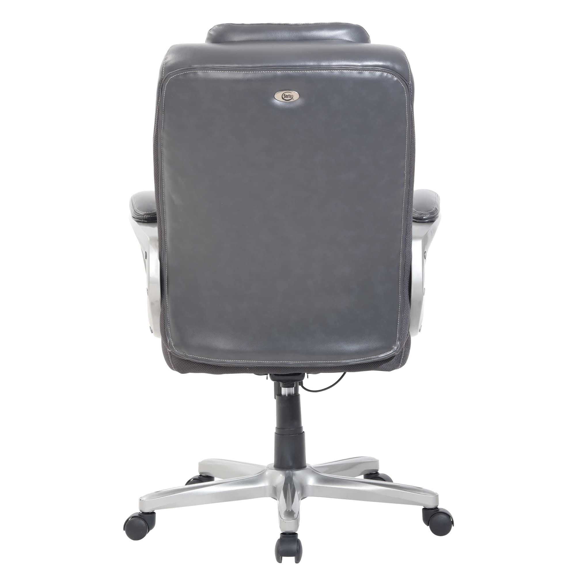 Serta® Smart Layers™ Arlington AIR™ Bonded Leather High-Back Executive Chair, Dark Gray/Silver