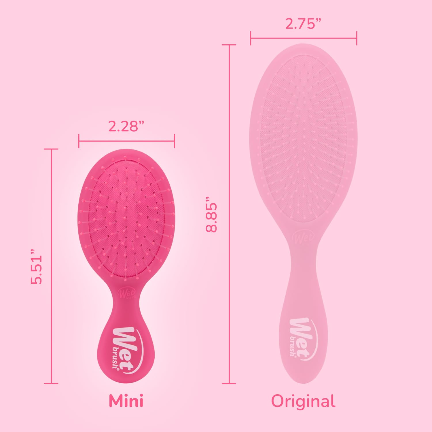 Wet Brush Mini Detangler Hair Brush, Pink Frost, Detangling Travel Hairbrush, Ultra-Soft IntelliFlex Bristles Glide Through Tangles with Ease, Pain-Free, All Hair Types