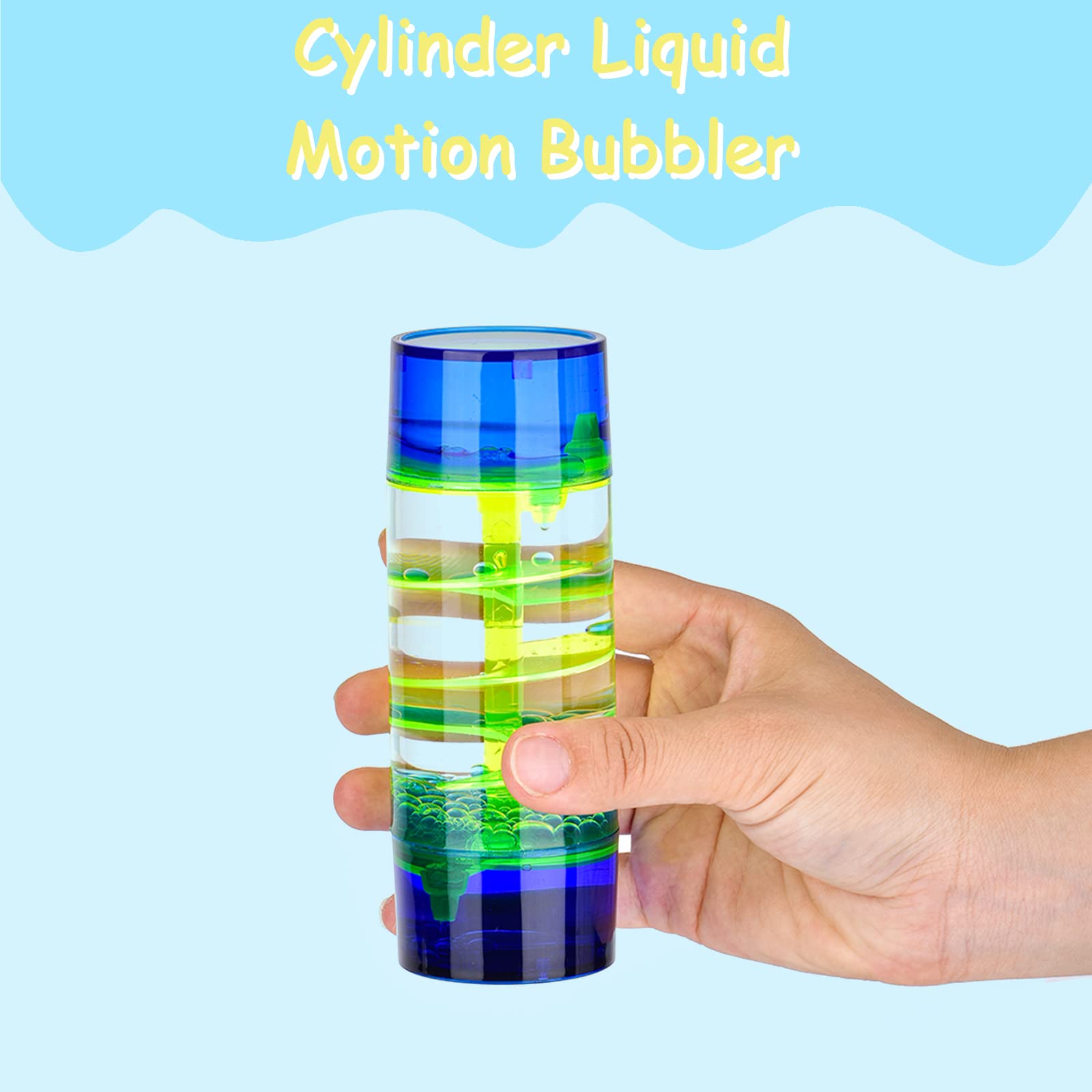 CAILINK Liquid Motion Bubbler - 2 Pack Cylinder Liquid Timer Fidget Sensory Toy - Stress Management for Kids and Adults - Calming Relaxing Home Office Desk Decor