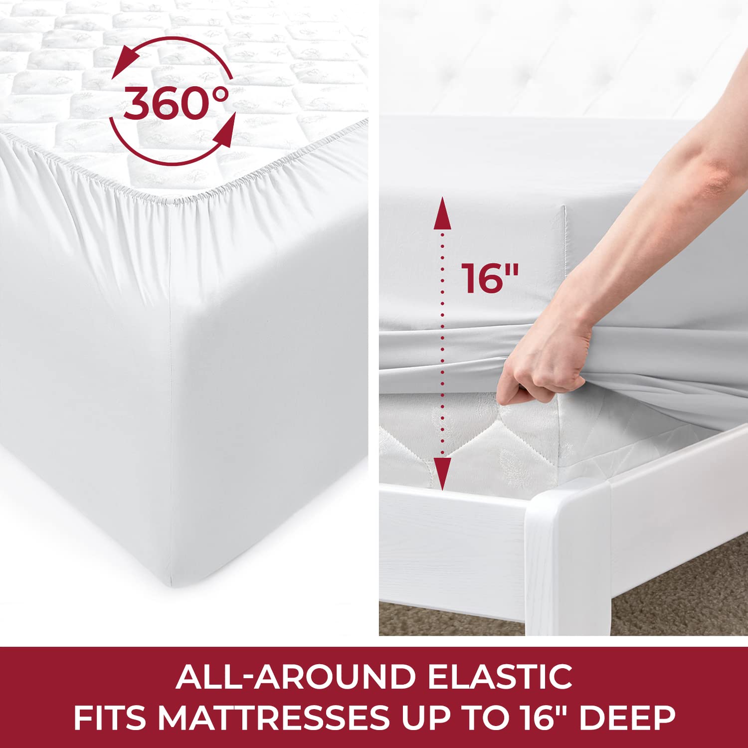 Mellanni Queen Bed Sheet Set + Bed Skirt Bundle&Save - Hotel Luxury Bedding Sheets & Pillowcases - Bundle Includes: 4pcs Bed Sheet Set and 15-Inch Tailored Drop Pleated Bed Skirt (Queen, White)