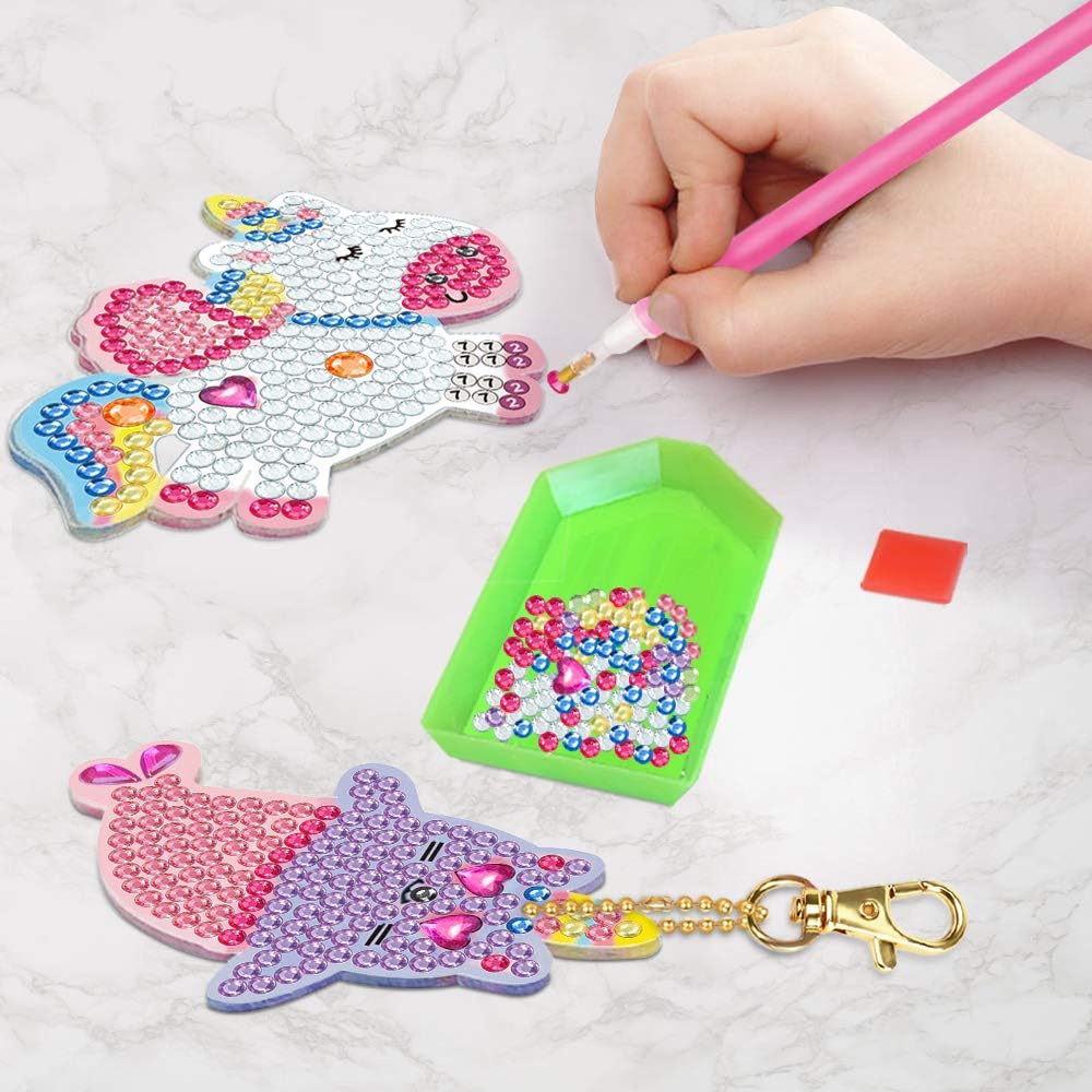Arts and Crafts for Kids Ages 8-12 - Make Your Own GEM Keychains - 5D Diamond Art Painting by Numbers Kits Girls Kids Ages 3-5 4-6 6-8 Toys Birthday Easter Basket Stuffers Christmas Stocking Gifts