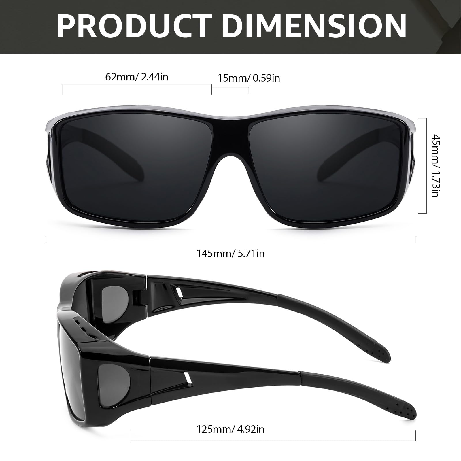 TJUTR Polarized Over Glasses Sunglasses for Men & Women, Trendy Wrap Around Sun Glasses UV400 Protection Shades