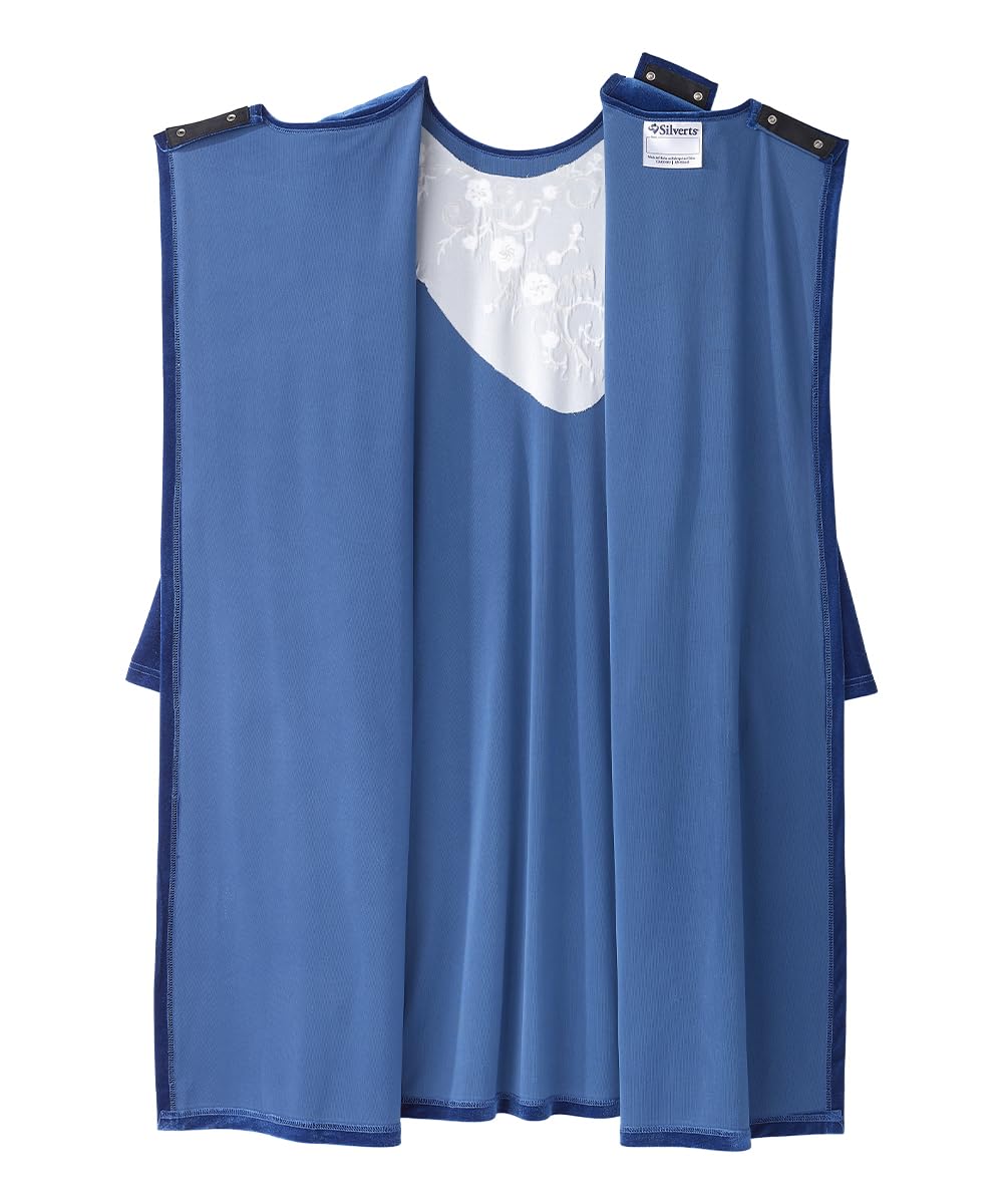 Silvert's Adaptive Clothing & Footwear Women’s Open Back Velvet Dress for Seniors - Royal Blue LGE