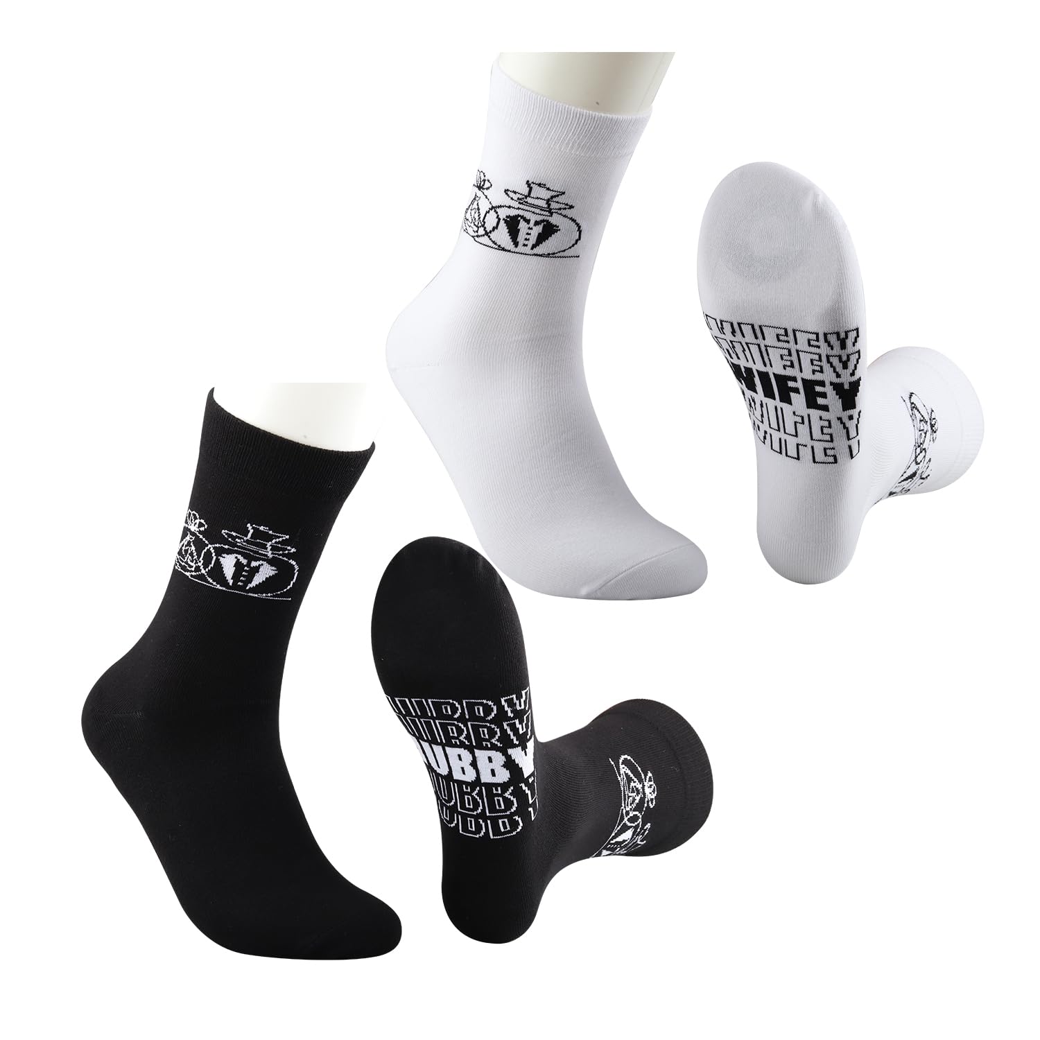 MBMSO Couples Socks Set Newlyweds Gift Socks Hubby and Wifey Est. 2024 Wedding Gift for Bride and Groom Socks Engagement Gift (HUBS&WIFE Socks-sets)