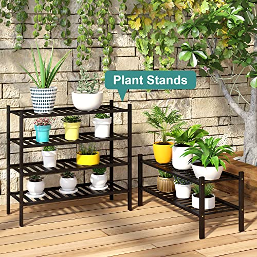 viewcare 5-Tier Bamboo Shoe Rack for Entryway, Stackable | Foldable | Natural, Shoe Organizer for Hallway Closet, Standing Shoe Racks for Indoor Outdoor