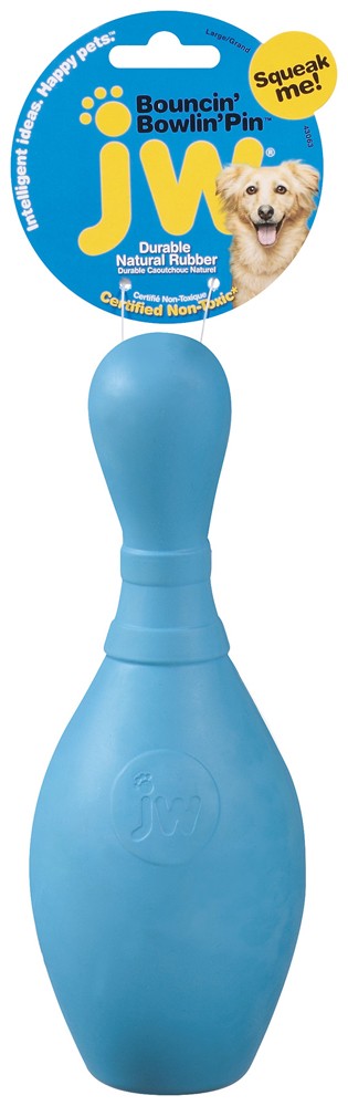 JW Pet Bouncin Bowlin Pin Dog Toy Bowling Pin Assorted Large