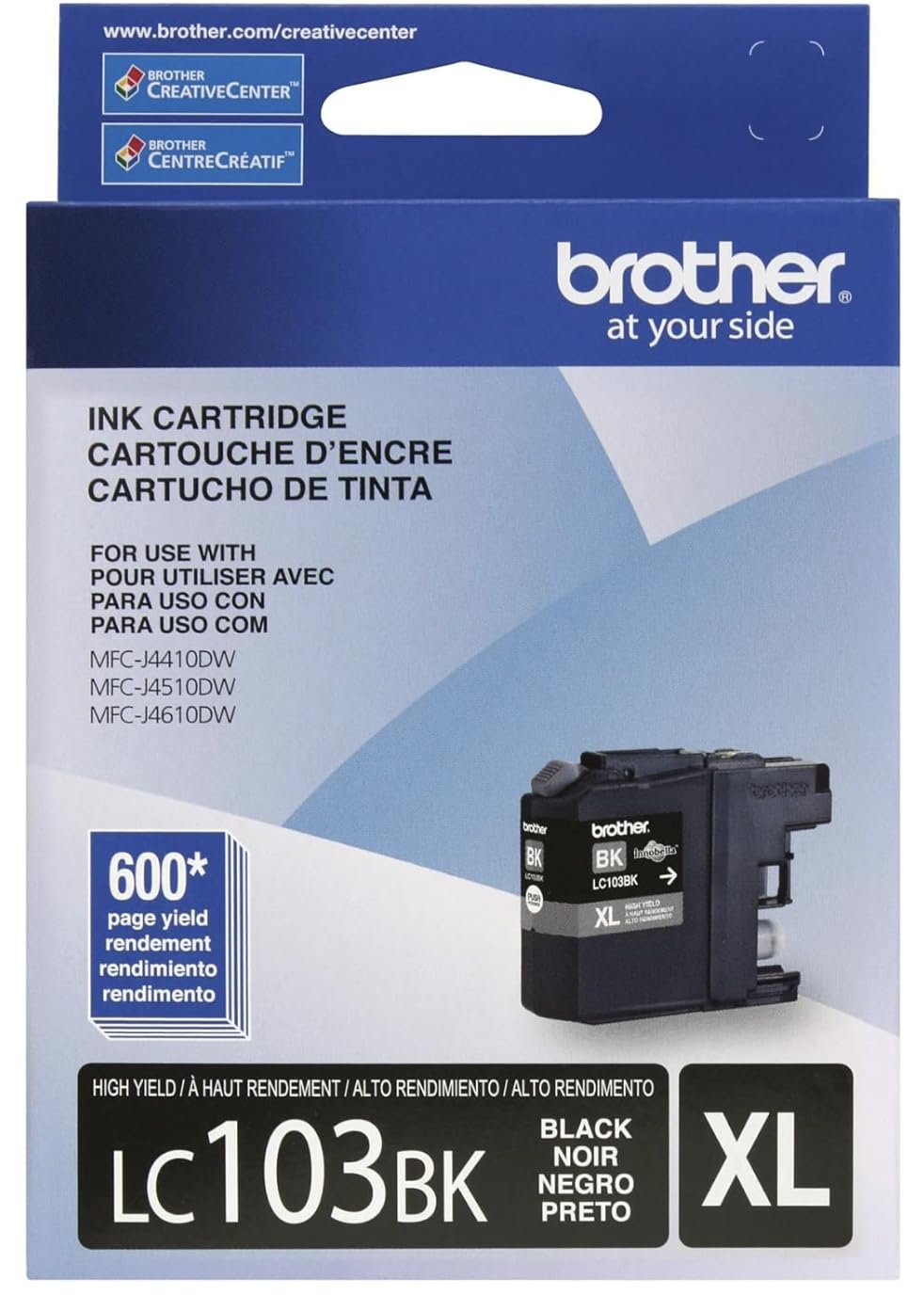 Brother LC103 Ink Cartridge (Black, Cyan, Magenta, Yellow, 4-Pack) in Retail Packaging