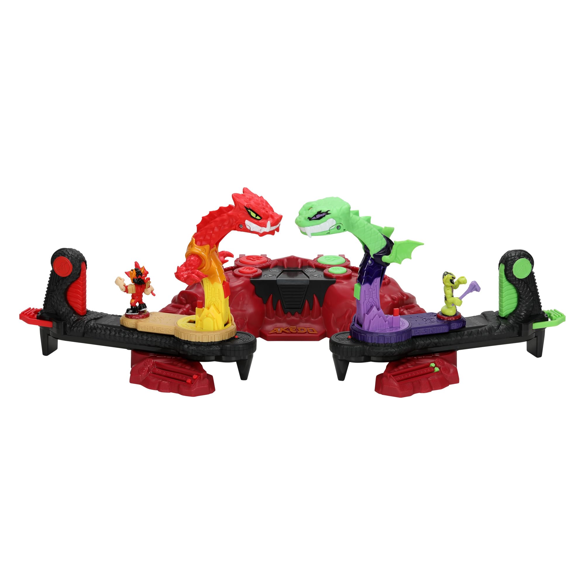 Legends of Akedo Beast Strike Serpent Fury Arena. Battle Your Warriors and Your Beasts to Win! with 40+ Real Sound Effects and Lights and 2 Exclusive Warriors.
